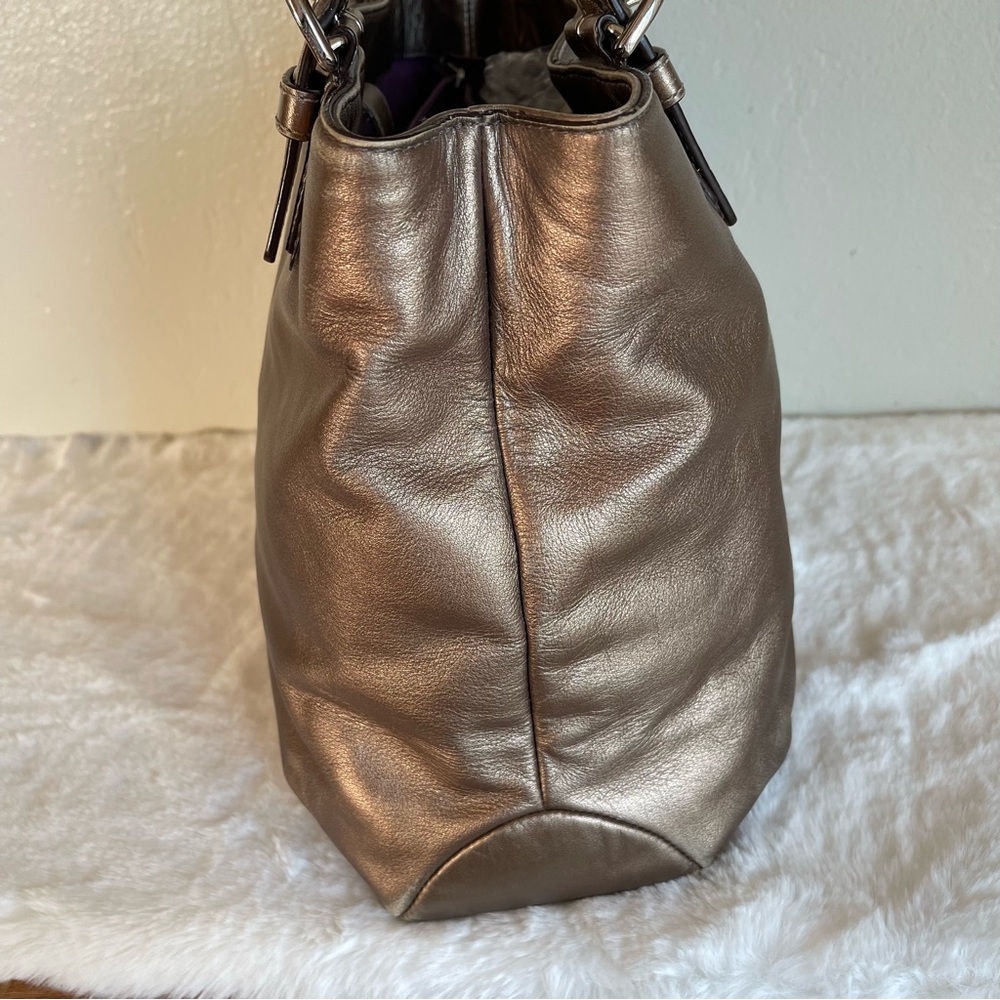 ON HOLD-Coach Metallic Bronze Leather Tote with Wristlet - Picture 5 of 16